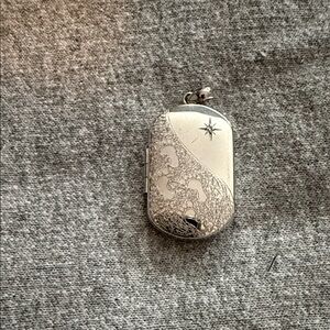 Silver Locket Pendant with footsteps and star